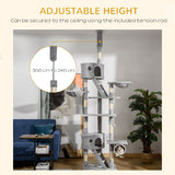 Cat Tree Tower 94.5" - Adjustable Climbing Tower with Hammock